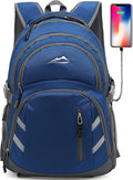 ProEtrade Extra Large Backpack Bookbag for College Laptop Travel, Fit Laptop Up to 17 inch with USB Charging Port Multi Compartment Anti theft, Gift for Women Men (Blue)