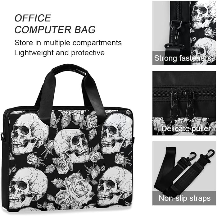 MNSRUU Laptop Bag for 15.6 inch Black Gothic Bats
