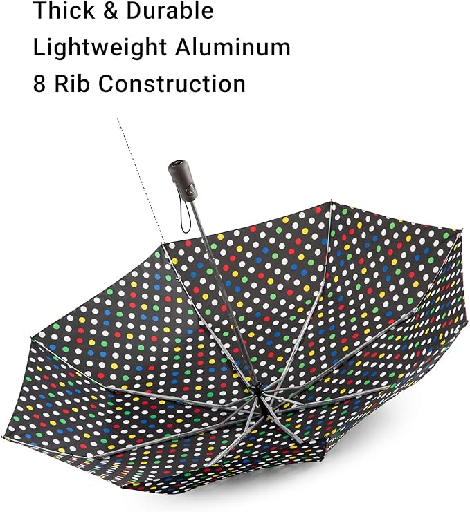 totes Portable Umbrella for Travel – Compact for Car, Backpack and Purse – Windproof, Strong, UV Sun Protection, Water-Repellant, Foldable On-the-Go Umbrella with Auto Open/Close