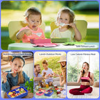 DaCool Bento Lunch Box for Kids - 7.5 Cups Leakproof Large Bento-Style with 4 Compartments Portions Lunchbox with Tableware Back to School, Reusable On-the-Go Meal and Snack Packing, Blue
