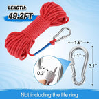 Water Floating Lifesaving Rope - Professional Throwing Pool Life Preserver Rope Line for Swimming Small Kayak Inflatable Boat