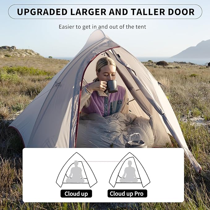 Naturehike Cloud-Up Tent Lightweight Backpacking Tent with Footprint - Free Standing Ultralight Camping Hiking Backpack Tents