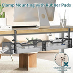 Under Desk Cable Management Tray 32'', Cable Management Under Desk No Drill, Cable Organizer with Clamp for Wire Management, Cord Organizer for Office, Home - No Damage to Table (Black)
