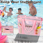 Fammart Mesh Beach Bag with Zipper, Large Beach Tote for Women, Toys Pool Swim Bag Travel Vacation Cruise Essentials