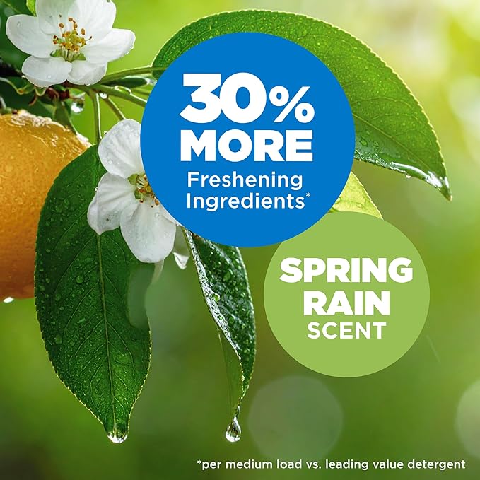 ARM & HAMMER 5-in-1 Power Sheets Laundry Detergent, Spring Rain, 50 Count, up to 100 Small Loads