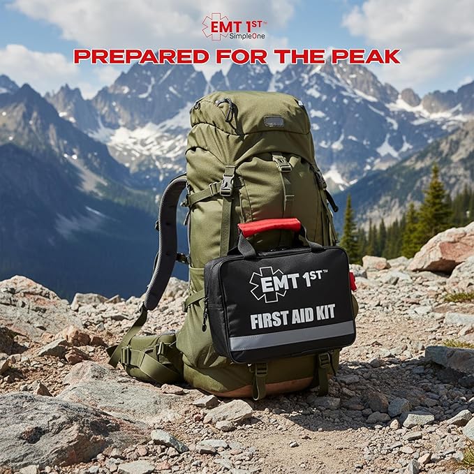 EMT 1st 403 Pcs Emergency Responder First Aid Kit with 38 Unique Items & Cotton Swabs Large First aid kit for car, Travel & Home - Emergency Bag for Hiking, Camping, Backpacking and Outdoor