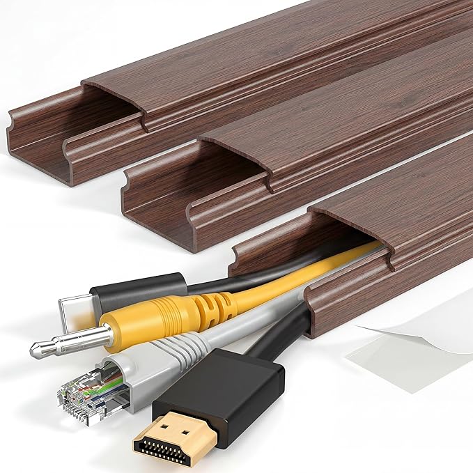 Yecaye TV Cord Hider, 42in Cord Cover, Large Cable Hider, Wire Covers for 4 Cords, Cable Raceway Wire Hider, Wire Hiders for TV on Wall, Cable Cover Cord Concealer, W1.18in H0.6in, Cherry