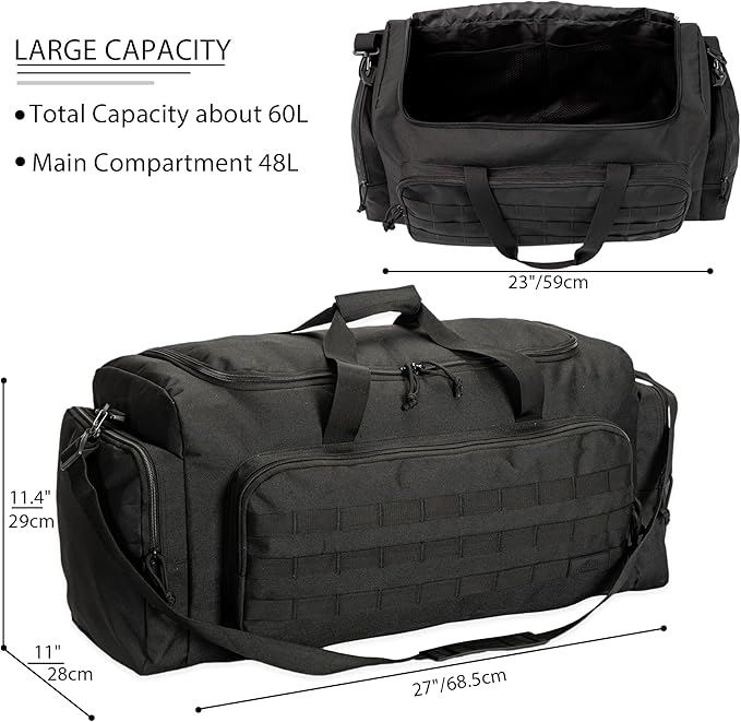 APRILBAY Super Quality 60L Large Duffel Travel Bag Luggage Foldable Bag Cargo Sport Gear Equipment Skiing Hardware Bag Heavy Duty& Durable(Black)
