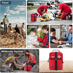 VRIEXSD 400 Piece Large First Aid Kit Premium Emergency Kits for Home, Office, Car, Outdoor, Hiking, Travel, Camping, Survival Medical First Aid Bag, Red