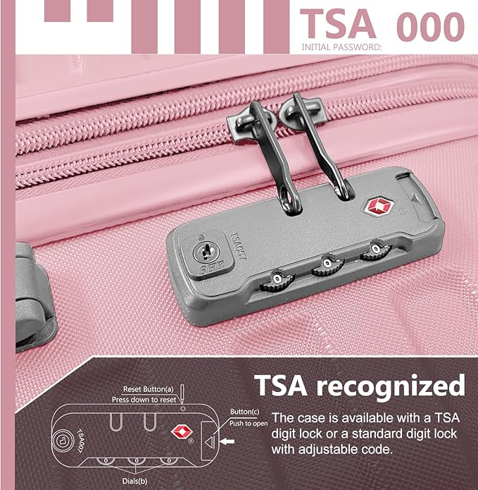 6 Piece Luggage Sets with Bags, Lightweight Expandable Checked Luggage Sets, Hardshell ABS Spinner Wheels Carry on Suitcase with TSA Lock, for Travel, Women Men (Pink, 18/20/24/28inch+2bags)