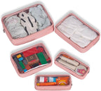 Remobia Hicol TSA Approved 5-Piece Diaper Bag Organizer Pouch Set Clear Waterproof TPU Kids Toiletry Storage Set Travel Packing Clutch Cube Bags for Baby Nursing (Pink Leather)