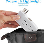 3 Outlet Wall Adapter, UL Listed 1875W/15Amps 3-Prong Grounded Vertical Outlet to The Side, Wall Plug Side Access Adapter, 3 Way Power Splitter Outlet Extender Tap, White (2 Pack), FM-LA30-W