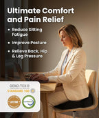 Everlasting Comfort Doctor Recommended Memory Foam Seat Cushion for Office Chairs & Car - Ergonomic Office Desk Accessories - Cushions for Tailbone Pain Relief, Sciatica
