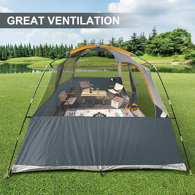 CAMPROS CP Upgraded 6/8 Person Camping Tents, Waterproof Windproof Family Tent with Larger Mesh Windows & Door, Double Layer, Easy Set Up, All-Season Dome Tent with Top Rainfly & Carry Bag