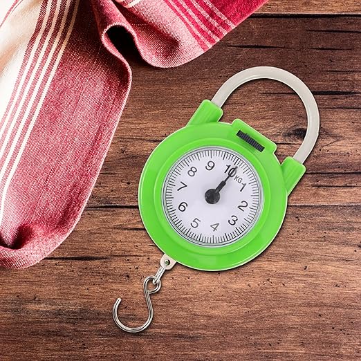 Portable Travel Luggage Scale with Hook, High Precision Small Spring Suitcase Weight Scale in Fluorescent Green for Handheld and Household Use
