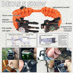 Survival Bracelets, Paracord Bracelets (2 pcs) with Loud Whistle Light Flint, Adjustable Compass Bracelet for Outdoor Camping Hiking Fishing Hunting, Multitools Tactical Gear, Bearable 300 lb