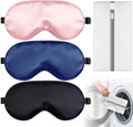 Sleep Mask, Silk Eye Mask for Sleeping with Adjustable Strap, Blindfold Eyeshade for Men & Women, Comfortable & Soft Eye Cover Eyeshade for Night Sleep（Black&Blue&Pink&1 Laundry Bag）
