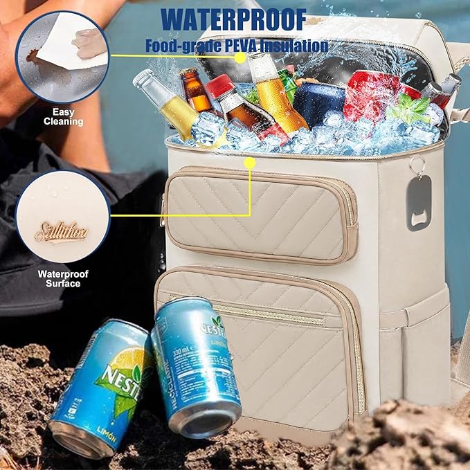 Backpack Cooler Insulated Leak Proof, Lightweight Soft Sided Cooler Backpack for Men Women, Waterproof Beach Cooler Bag Lunch Backpack for Camping Hiking Picnic Fishing Travel Outdoor