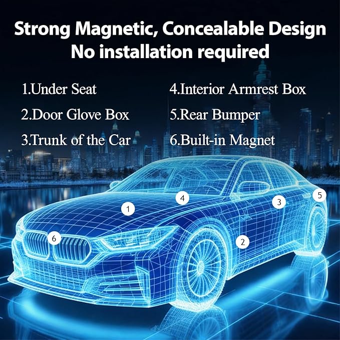 GPS Tracker for Vehicles, No Subscription or SIM Required, Hidden Vehicle Locator, Magnetic Waterproof, Accurate Tracking, 365-Day Battery Life, iOS Only (Black)