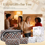 BOYATU Travel Makeup Bag Organizer Cosmetic Bag: 3 Pcs Set Make up Bags for Women with Handle - Waterproof Vegan Leather Toiletry Bag (01-H-Coffee)