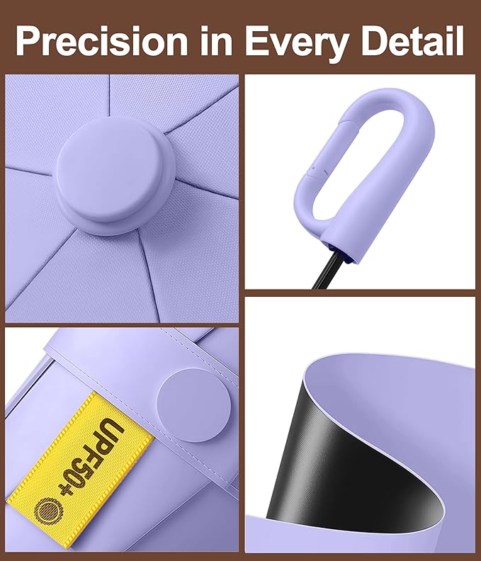 Mini Travel Umbrella with Carabiner Handle UPF 50+ Sun & Rain Protection Portable Manual Open Close Windproof Umbrella Small Compact Portable Parasol for Commuter Kids Women Men