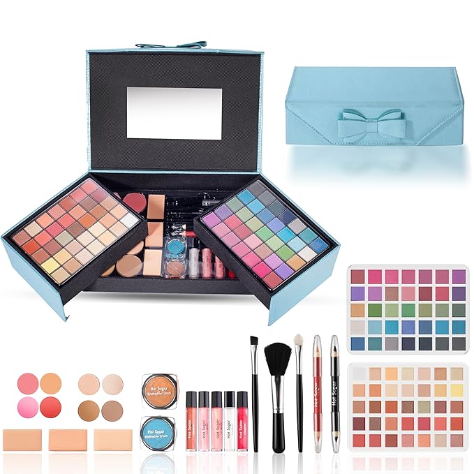 Hot Sugar Makeup Kit for Teenagers, Beginner Makeup Gift Set for Women Full Makeup Kit (Blue)