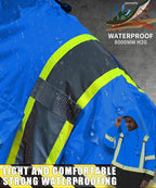 Hi Vis Safety Rain Jacket for Men Women Waterproof Breathable Rain Gears with Mesh Lining Black Bottom Lightweight Work Jacket Blue L/XL