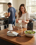 AGOGO V60 Coffee Dripper - Unbreakable 304 Stainless Steel Pour Over Cone for Travel & Camping, Includes 50 Paper Filters & Barista Towel - Cream White