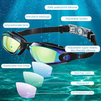 Flutesan 6 Pack Swim Goggles for Adult Anti Fog Swimming Glasses with Ear Plugs Nose Clip No Leaking Full Protection Goggles