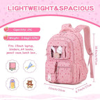 PIG PIG GIRL Corduroy Backpack Kids Backpack for Girls School Bags for Middle School Students Book Bag for Elementary Primary Kawaii Ita Backpack, Pink Strawberry