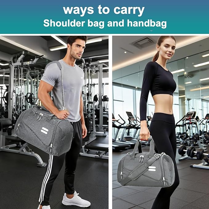 Gym Bag for Men & Women - 30L Duffel Bag with Shoe Compartment, Weekender Water Resistant Duffle Bag for Travel, Sports, Fitness & Workouts, DarkGray