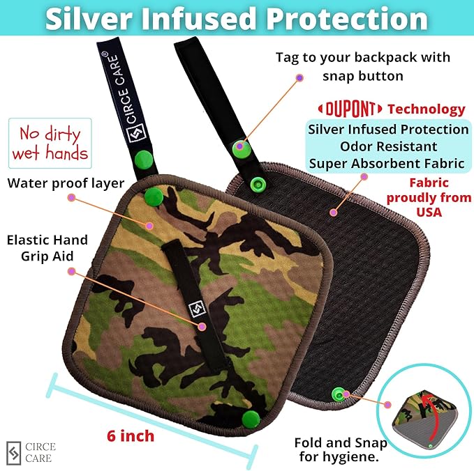 Pee Cloth: Silver Infused Pee rag for Women who Pee Outdoors, Reusable Absorbent Wipes, Eco-Friendly alt. to Toilet Paper, Hygienic Female Urination Solution for Camping, Hiking, Travel.