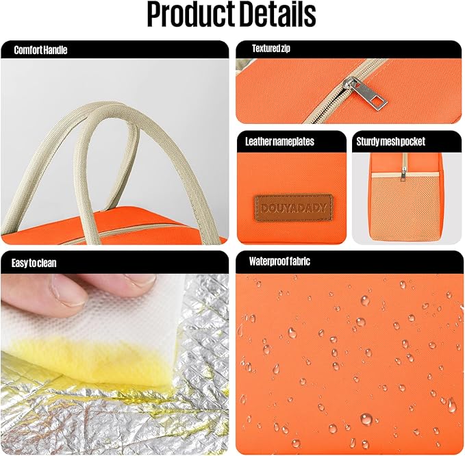 douyadady Lunch Bag Women/Men Lunch Box Women/Men (orange)