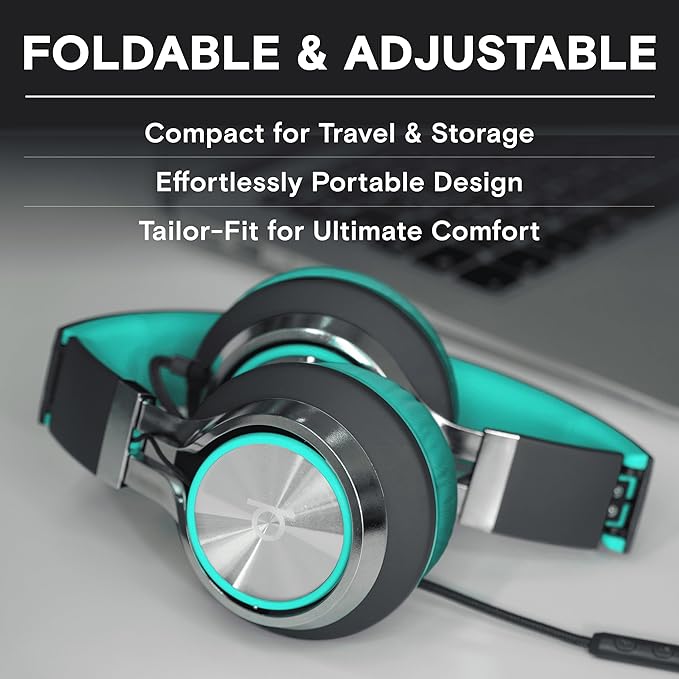 ARTIX CL750 Wired Headphones with Mic — Noise Isolating On-Ear Headphones for Computer and Laptop Wired, Plug in Corded Headphone with Wire (Foldable, Aux Jack 3.5mm)