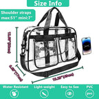 Large Clear Tote Bag 20” for Duffle, Clear Carry On Beach Bag for Travel Work, Big Transparent See Through Plastic Bags for Gym Toiletry Makeup Organizer