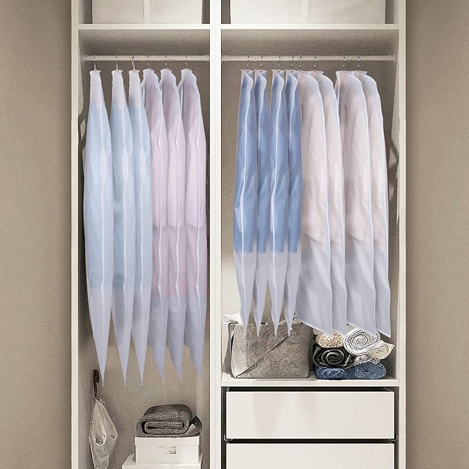 Zilink Clear Garment Bags Suit Bag for Storage 40-inch with Sturdy Zipper Dust-Proof Suit Cover Protector for Suit, Coat, Dress Clothes Cover Storage, Set of 15