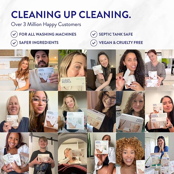 The Clean People Fragrance Free Laundry Detergent Sheets - Laundry Soap - Ultra Concentrated, Recyclable Packaging, Stain Fighting - Fragrance Free, 192 Pack
