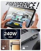 Silkland USB C Monitor Cable Right Angle 5FT, 8K@30Hz 5K/4K@60Hz Display, 20Gbps Data Transfer, 90 Degree USB C 3.2 Gen 2x2 Video Cable, 240W Charging for iPhone 17, MacBook, Portable Monitor, Carplay