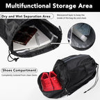 Pimoys Drawstring Backpack Gym Bag, Waterproof String Backpack with Side Mesh Pockets, Beach Bag for Basketball, Soccer, Swim, Wrestling Bag for Women Men