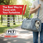dbest Products Pet Smart Cart Sport, Soft Sided Collapsible Cat Carrier Airline Approved with Mesh Panels and Easy Side/Top Loading, Grey