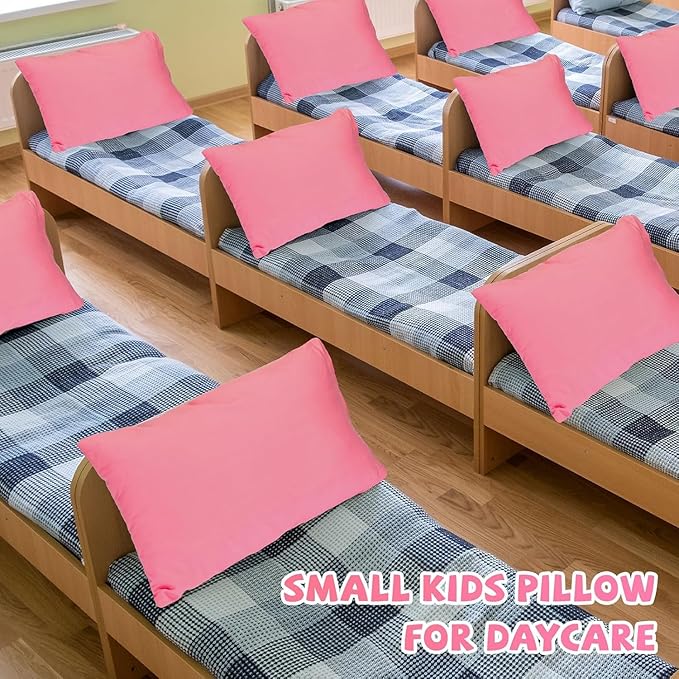 Kigley 12 Pack Mini Pillows for Daycare 9.1 x 13.8'' Small Travel Pillow Bulk Soft Breathable Cotton Pillow for Nap Travel Pet Neck Lumbar Purse Insert(Pink)