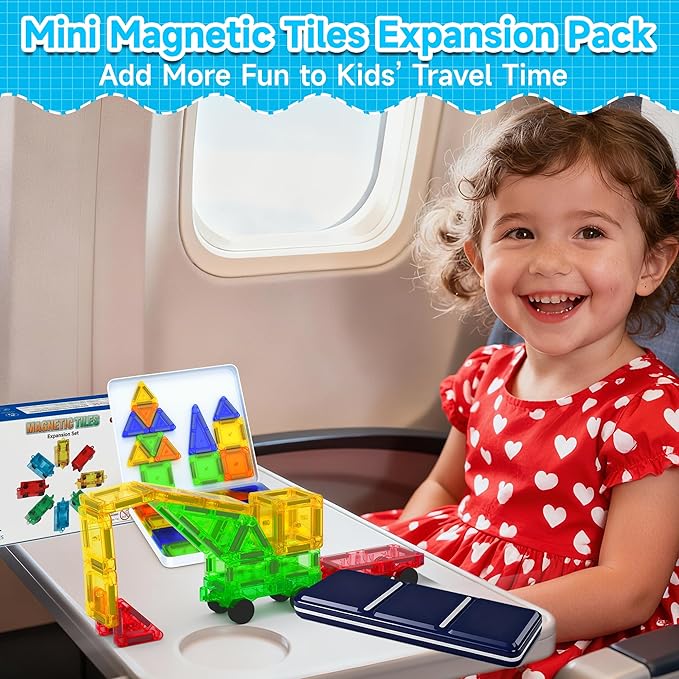 Mini Magnetic Tiles Cars Construction Set - 8 PCS Magnetic Car Base Compatiable with Mini & Standard Tiles, Magnet Building Blocks Expansion Set, Magnet Bricks Truck Toy for Boys & Girls