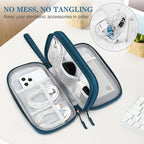 FYY Electronic Organizer, Travel Cable Organizer Bag Pouch Electronic Accessories Carry Case Portable Waterproof Double Layers Storage Bag for Cable, Cord, Charger, Phone, Earphone, Medium, Dark Green