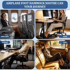 Airplane Foot Hammock, Travel Essentials Thickened Bamboo Foot Rest for Plane Travel with Adjustment Strap, Long Flight Must Haves (1-pcs Black)