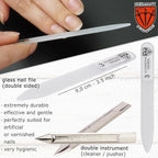 3 Swords Germany - Brand Quality 6 piece Manicure Pedicure Grooming kit Set - Scissors, Metal and Glass Nail File, Clipper, Tweezers with Synthetic Leather case - Chequered