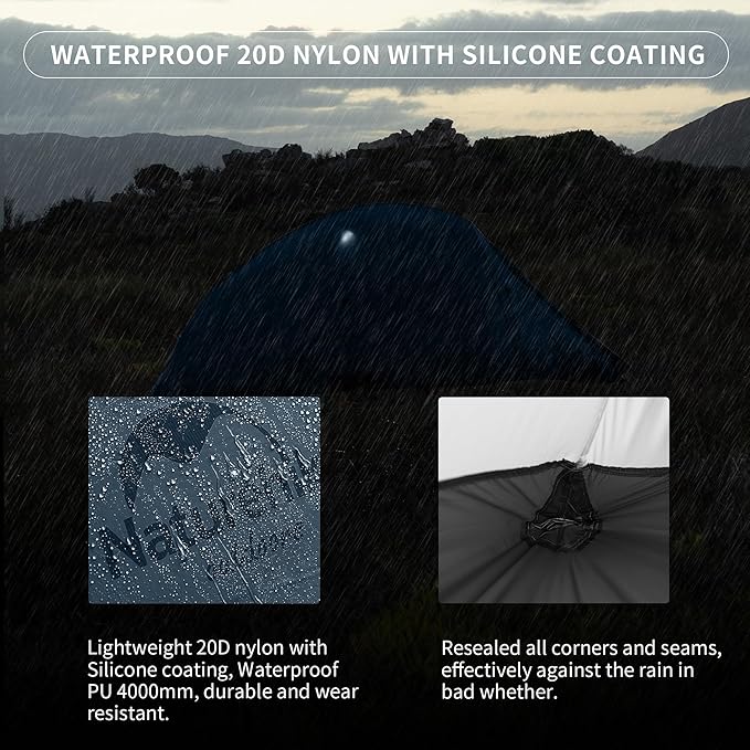 Naturehike Cloud Up Tent, Lightweight Backpacking Tents, Waterproof Ultralight Tent for Camping Hiking Backpacking