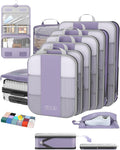10 Set Compression Packing Cubes for Travel Essentials,Compressible Expandable Packing Cubes for Suitcase,OlarHike Luggage Organizer Bags for Travel,Handy Helper for Organizing Clothes(Purple Gray)