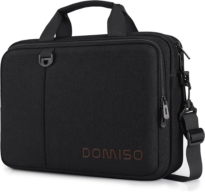 DOMISO 15.6 inch Laptop Bag Business Briefcase Water-resistant Notebook Messenger Shoulder Bag for 15.6" ASUS ZenBook Chromebook 15/Lenovo Ideapad ThinkPad/HP Pavilion 15 Envy 15,Black