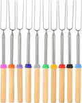 BEARCLAW Smores Sticks for Fire Pit - Accessories for Campfire Marshmallow Roasting Sticks Smores Kit Outdoor-Smore Skewers Hot Dog Fork For Outside, Camping Essentials Bonfire Gear Long 32" 10 Pack