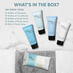 H2O Therapy Hotel Soaps & Toiletries Bulk Set | 1-Shoppe Amenities Kit | 0.85oz Shampoo & Conditioner, Body Wash, Lotion, 1oz Bar Soap | Travel Size | 150 Pieces | Bulk Set, Travel Size